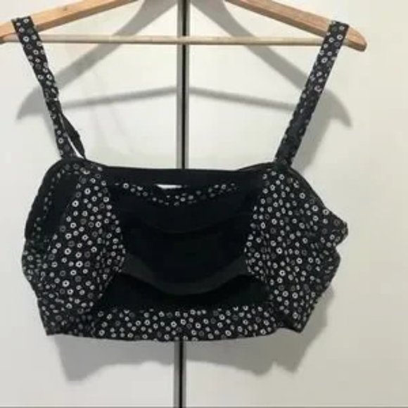 Bethany Mota Flower Crop Bra Top Black and White Sexy Back Floral XL - Picture 7 of 8